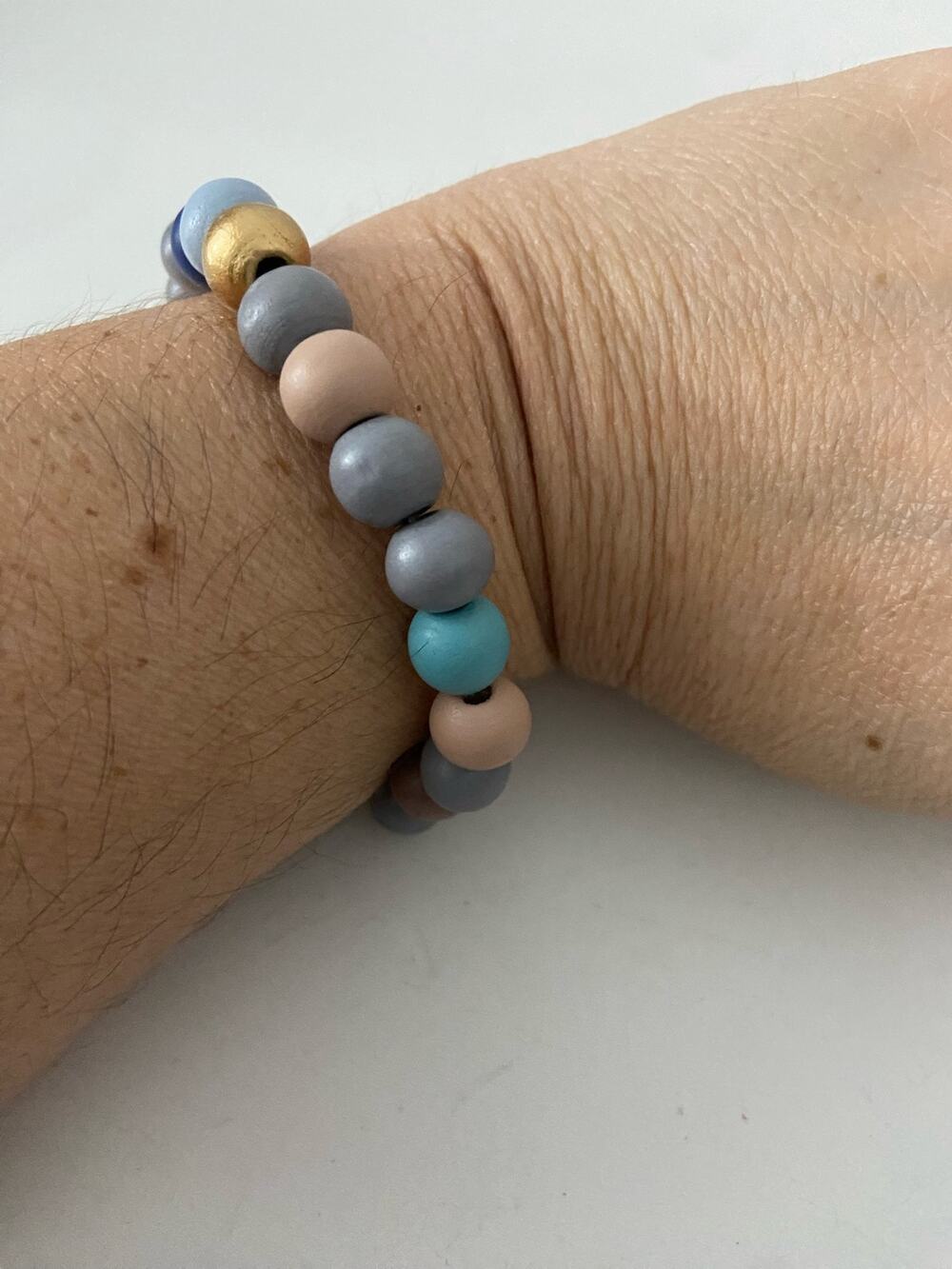 Colorful wood bead bracelet